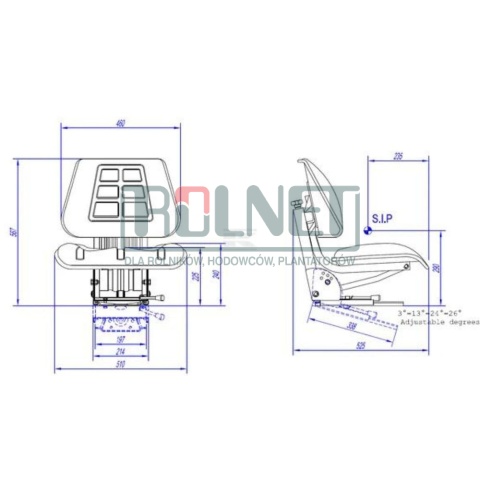 TS21000GP Siedzenie dzielone PCW, wersja Eco z amortyzacją mechaniczną