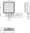 Lampa robocza LED, kwadratowa 25W 3040 lm 10/30V światło skupione 16 LED