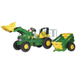 Traktor na pedały John Deere rollyJunior z ładowaczem i przyczepą dla dzieci Rolly Toys 3-7 lat