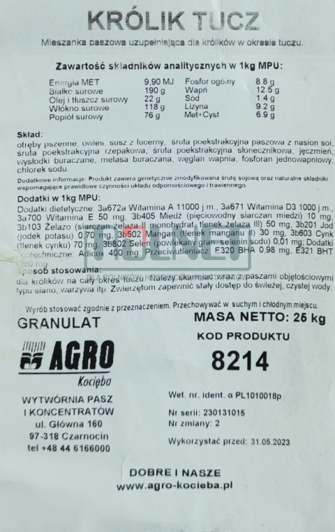 Pasza dla królików do tuczu
