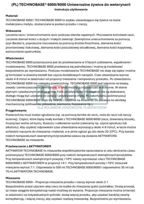 Zestaw do leczenia racic Technobase 8000, 14 zastowań