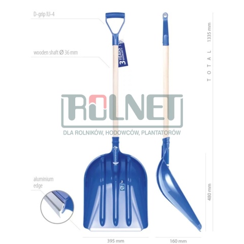 Szufla do śniegu i ziarna 40,5 cm z trzonkiem drewnianym –  Standard 2