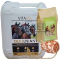 Olej Lniany dla koni + lizawka himalajska + przysmak dla koni 1kg
