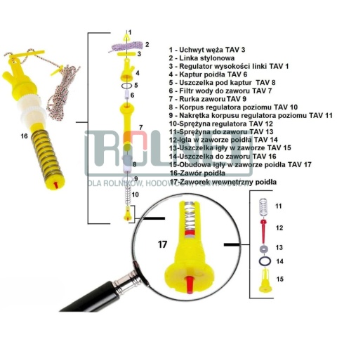 Poidło dzwonowe balastowe ROL-100 dla gęsi i indyków – automatyczne, z zaworem i linką