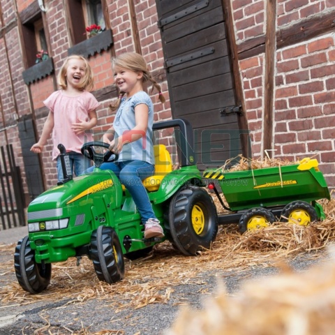 Przyczepa dwuosiowa John Deere, do ciągnika z napędem na pedały