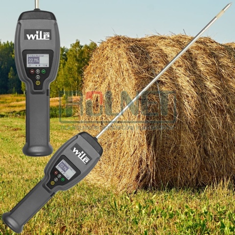 Wilgotnościomierz i termometr belowanego siana, sianokiszonki, słomy i kiszonki, Wile 500