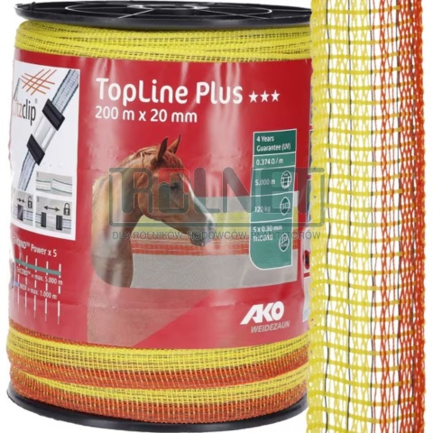 Taśma do pastucha 20 mm 200 m TopLine Plus żółta – AKO