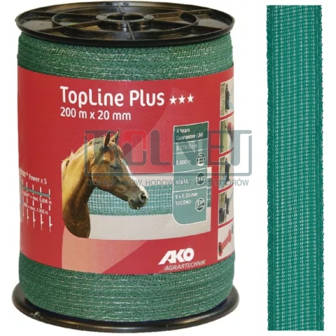 Taśma do pastucha 20 mm 200 m zielona TopLine Plus – AKO