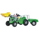R63003 Traktor z napędem na pedały z ładowaczem i przyczepą Futura, zielony, wiek od 2.5 lat Rolly Kiddy Rolly Toys