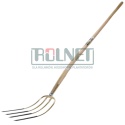 Widły oprawne Kramp 4-zębne ze skuwką, trzonek jesionowy 135 cm – kute, wytrzymałe