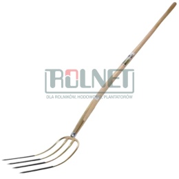 Widły oprawne Kramp 4-zębne ze skuwką, trzonek jesionowy 135 cm – kute, wytrzymałe