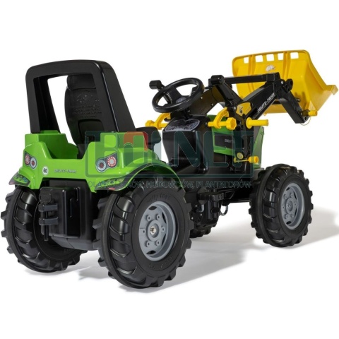 Ciągnik na pedały Deutz-Fahr Agrotron 7250 TTV z ładowaczem czołowym Rolly Toys – regulowany fotel i zaczepy przód/tył