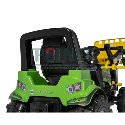 Ciągnik na pedały Deutz-Fahr Agrotron 7250 TTV z ładowaczem czołowym Rolly Toys – regulowany fotel i zaczepy przód/tył