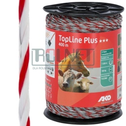 Plecionka do pastucha TopLine Plus AKO biało-czerwona 3mm x 400 m (3 × 0,30 mm)
