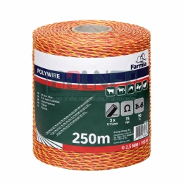 Plecionka ogrodzeniowa Farma 250 m (3 × 0,16 mm SS) – żółto-pomarańczowa