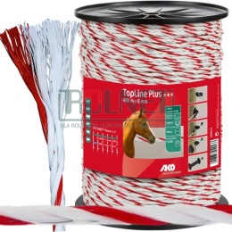 Linka ogrodzeniowa AKO TopLine Plus 6 mm 400 m – biało-czerwona Super mocna