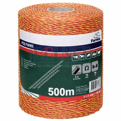 Plecionka do pastucha 500 m żółto-pomarańczowa 3x0,16 mm – Farma