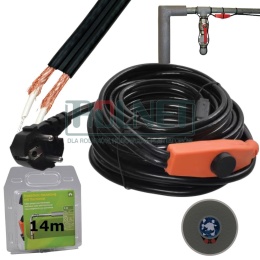 Przewód grzewczy z termostatem 14 m – kabel grzewczy do rur 230V, ochrona przed zamarzaniem do -45°C