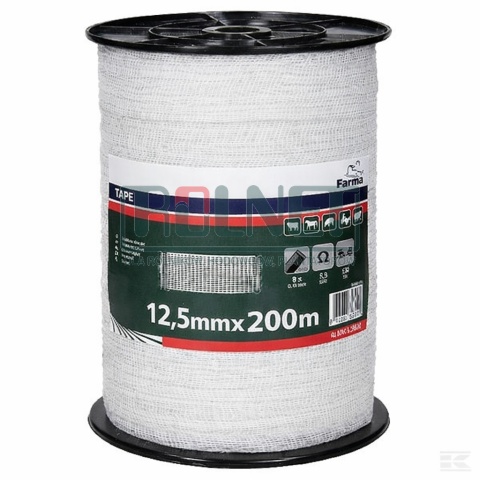 Taśma ogrodzeniowa do pastucha 12,5 mm 200 m biała 4x0,15 mm – Farma