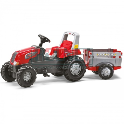 Traktor Rolly Junior z ładowaczem, przyczepką i z napędem na pedały