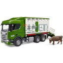 Ciężarówka Scania Super 560R do transportu bydła BRUDER 03548 z kontenerem i jedną sztuką bydła