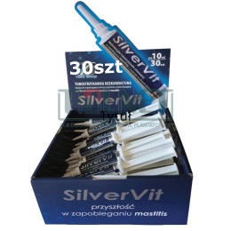 SilverVit 10 ml zestaw 30szt – tubostrzykawka bezkarencyjna do wspomagania ochrony wymienia u krów przed mastitis