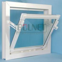 Okno inwentarskie PVC z szybą zespoloną, uchylne, 60x90 cm
