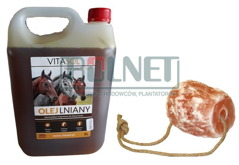 Olej Lniany surowy NON GMO ZDROWIE dla koni + lizawka GRATIS