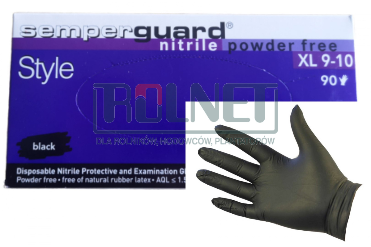 Rękawiczki nitrylowe CZARNE bezpudrowe jednorazowe XL 90 szt